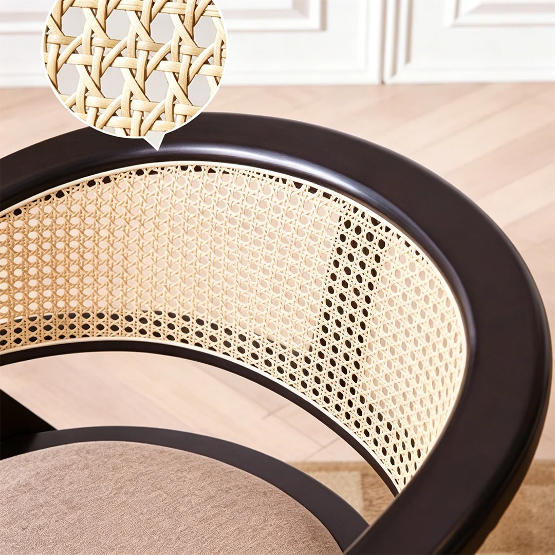Hannah Round Dining Table, Black, Rattan - Image 7