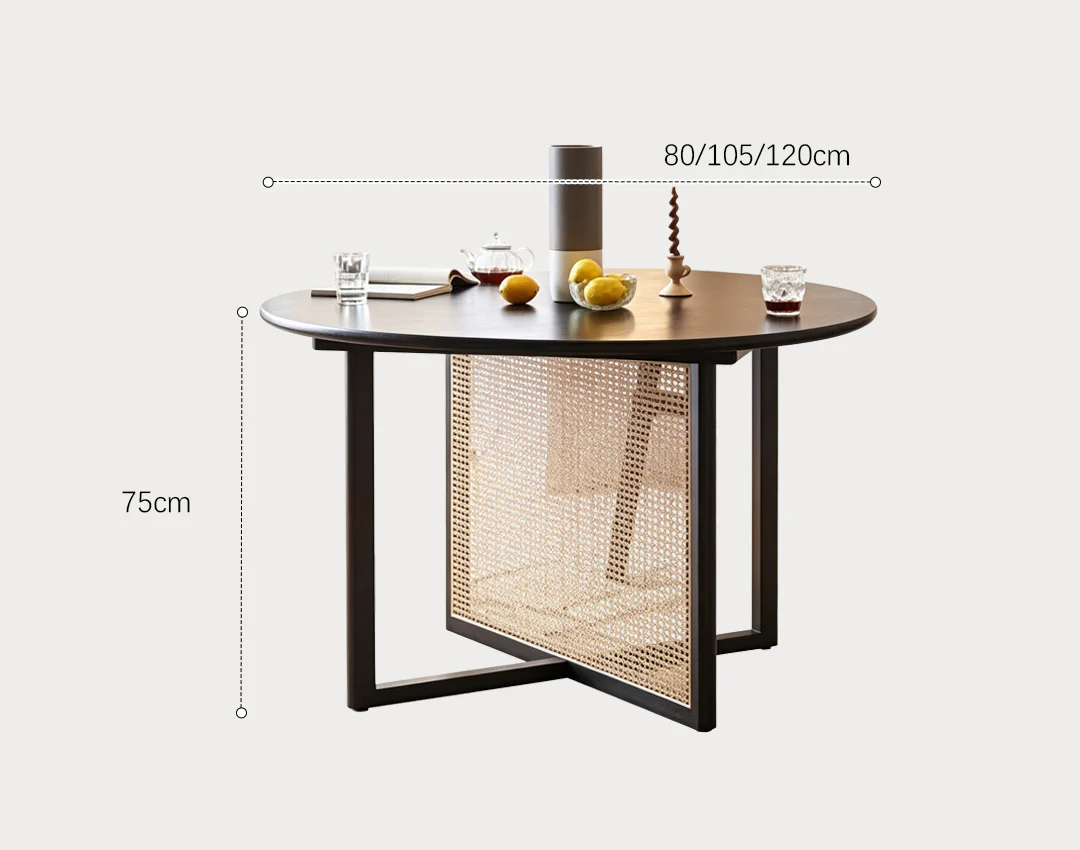 Hannah Round Dining Table, Black, Rattan - Image 9