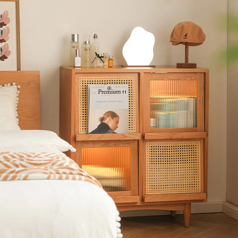 Harriet Sideboard, Bedside Table Solid Wood and Glass - Image 4