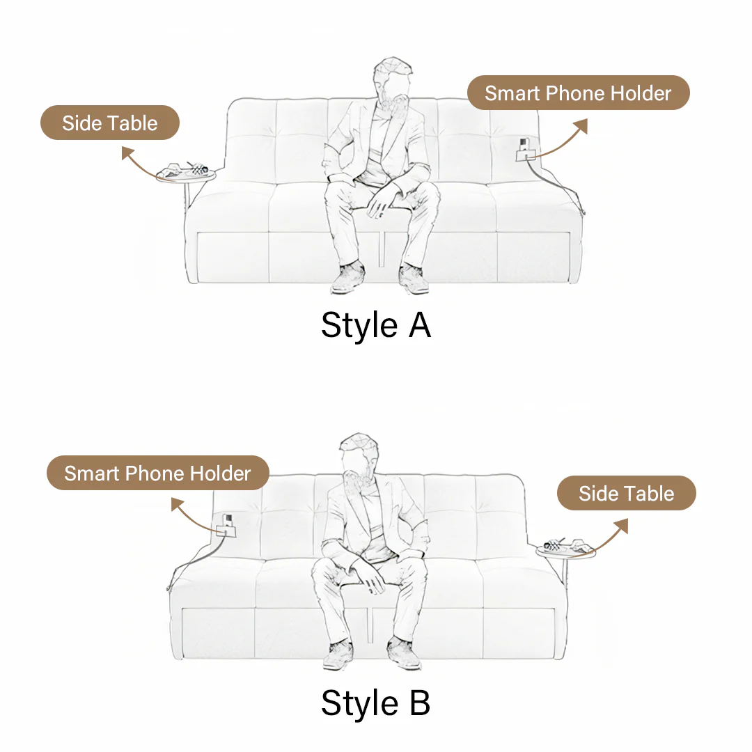 Harris Single Seater, Two Seater Sofa Bed, With Side Table & Smart Phone Holder - Image 11
