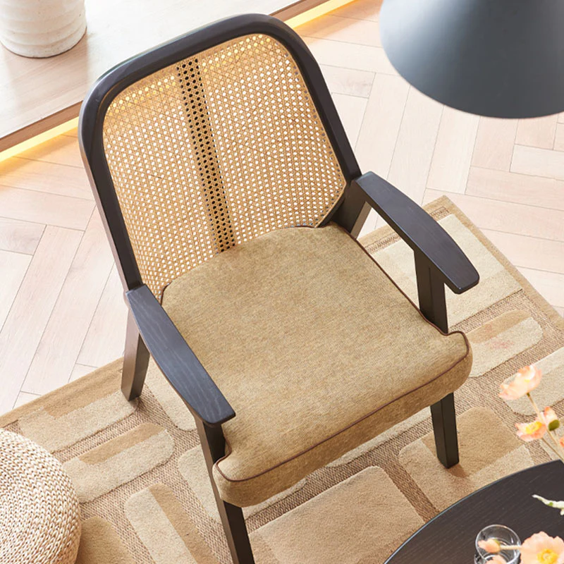 Hellen Rattan Dining Chair, Ash Wood & Cotton Linen - Image 2