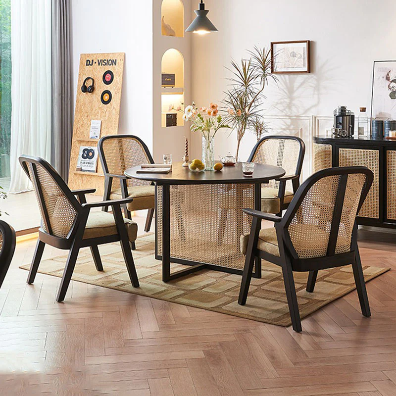 Hellen Rattan Dining Chair, Ash Wood & Cotton Linen - Image 3