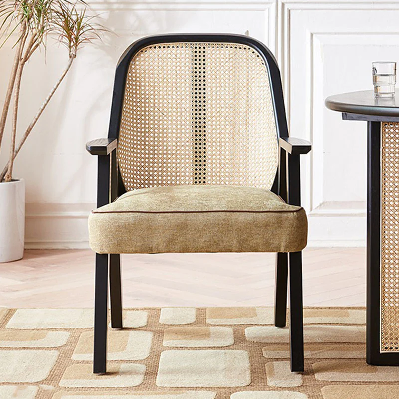 Hellen Rattan Dining Chair, Ash Wood & Cotton Linen - Image 4