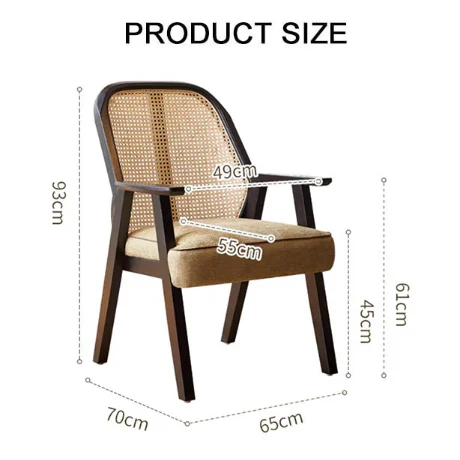 Hellen Rattan Dining Chair, Ash Wood & Cotton Linen - Image 6