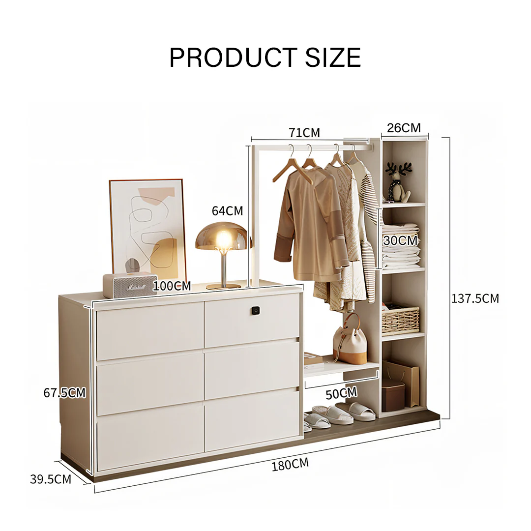 Hiroshi Coat Rack With Storage, Wardrobe With Coat Stand - Image 8