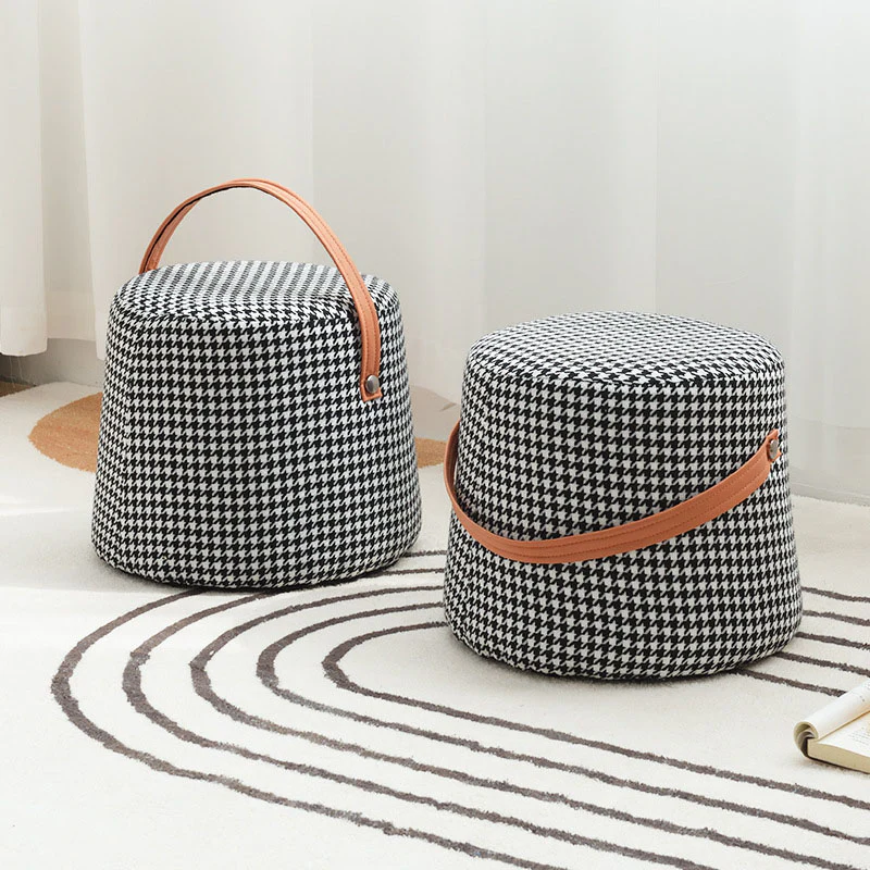 Houndstooth Round Footstool - Image 4