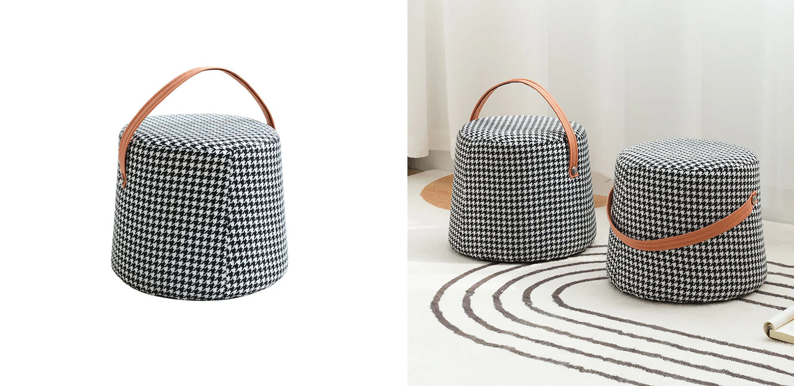 Houndstooth Round Footstool - Image 6