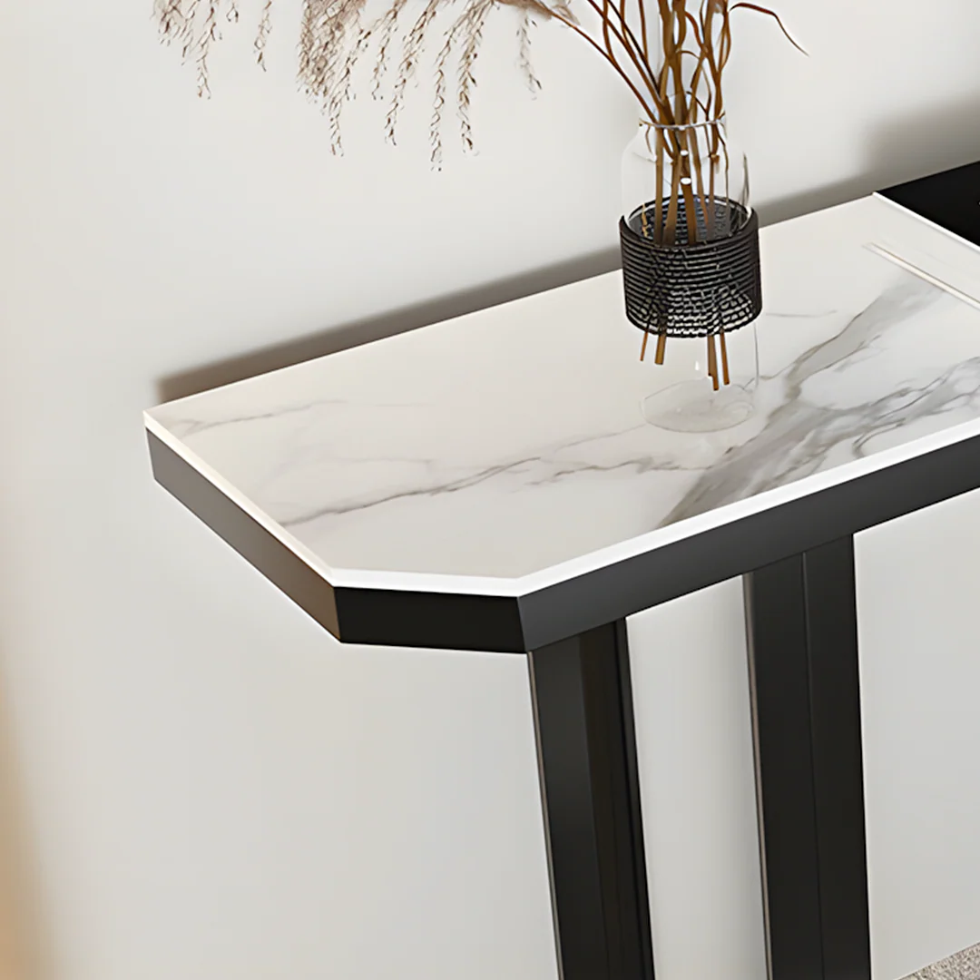 Huli Metal Modern Console Table, Black & White - Image 4