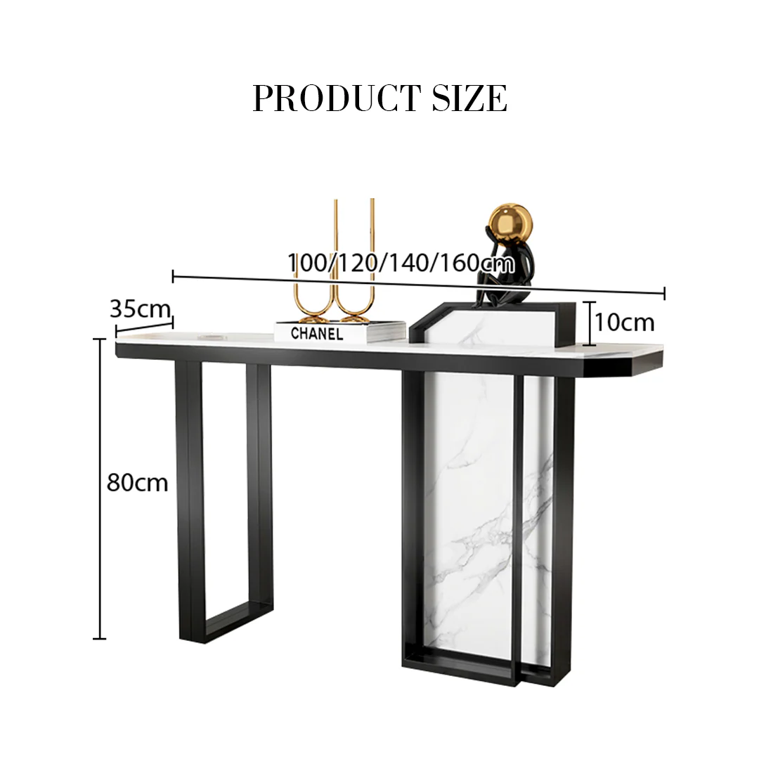 Huli Metal Modern Console Table, Black & White - Image 6