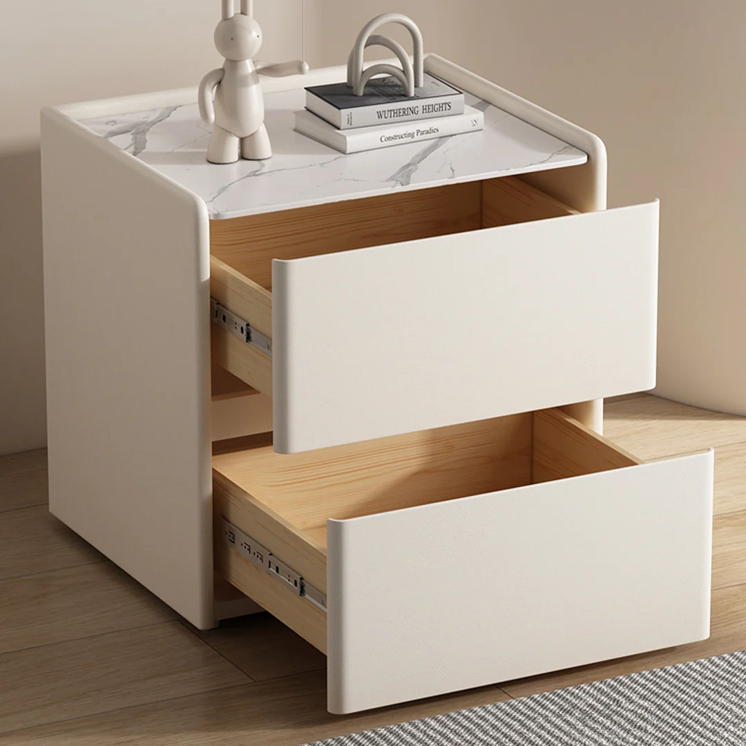 Mursi Bedside Table, Solid Wood, Cream - Image 4