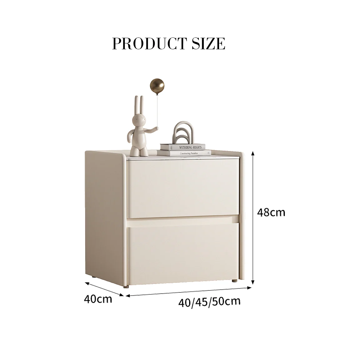 Mursi Bedside Table, Solid Wood, Cream - Image 6