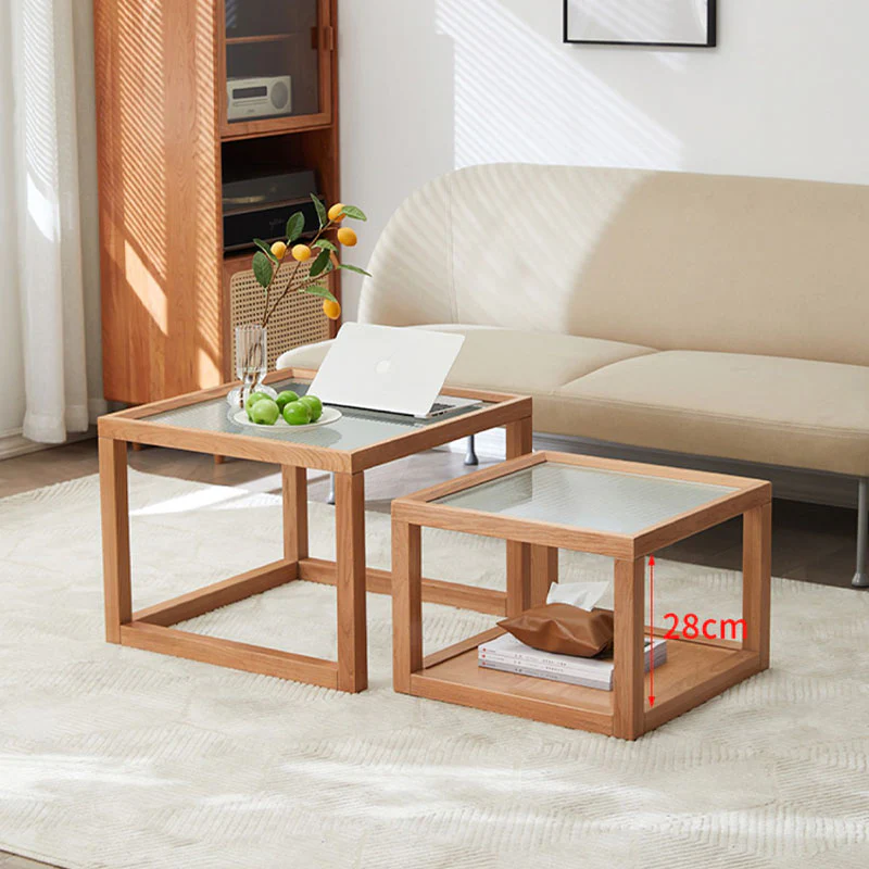 Iggy Nesting Wooden Coffee Table Set, Glass & Solid Wood - Image 3
