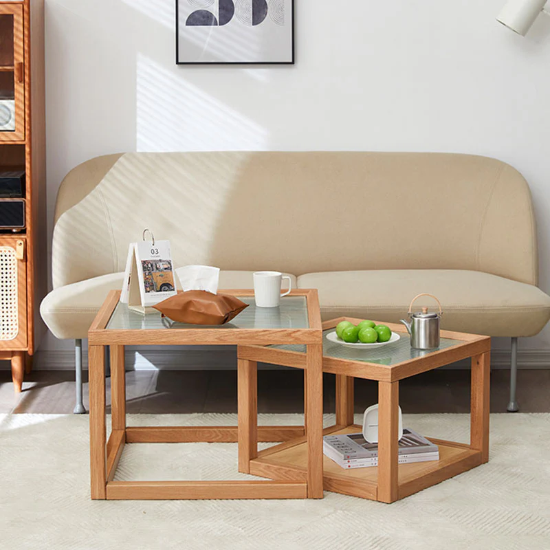 Iggy Nesting Wooden Coffee Table Set, Glass & Solid Wood - Image 4