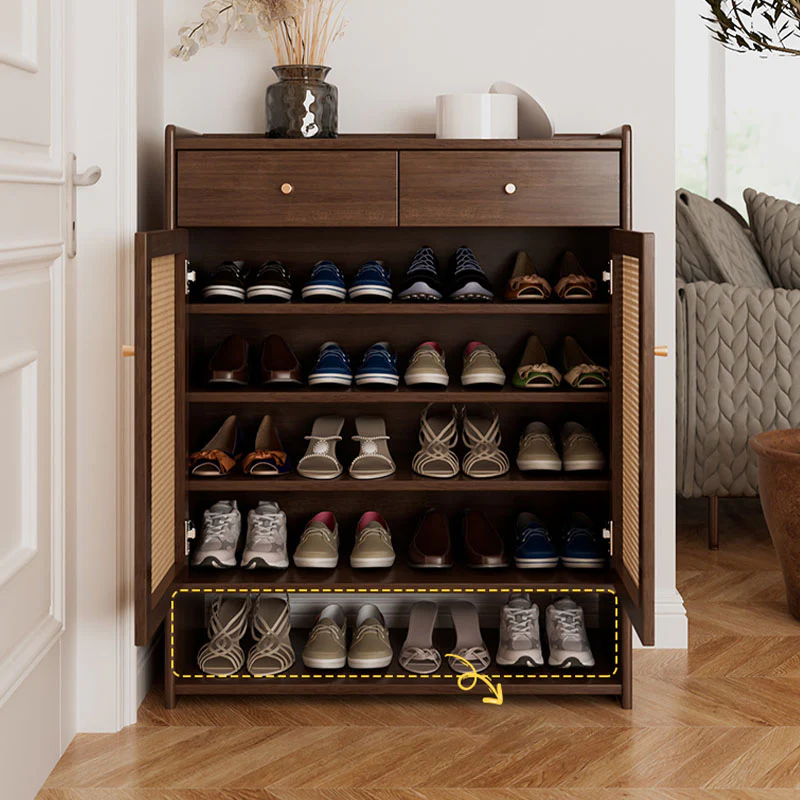 Ingrid Rattan Shoe Storage, Rubber Wood - Image 3