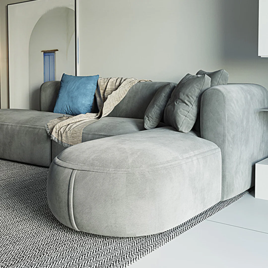 Isolde Three Seater Corner, Four Seater Corner Sofa, Grey Velvet - Image 3