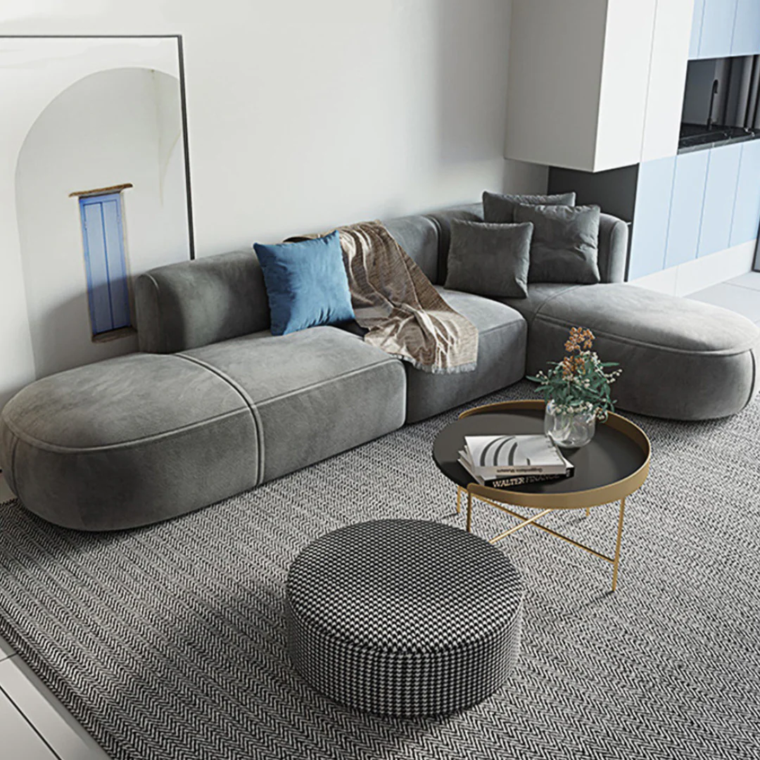 Isolde Three Seater Corner, Four Seater Corner Sofa, Grey Velvet - Image 4