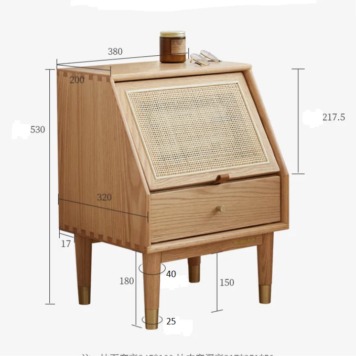 Izabella Bedside Table, Oak - Image 6