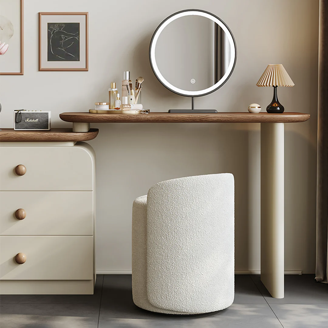 Jackson Dressing Table With Chest Of Drawers & Round Mirror, Solid Wood - Image 10