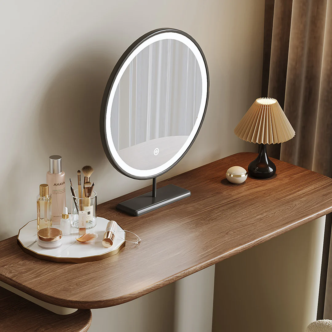 Jackson Dressing Table With Chest Of Drawers & Round Mirror, Solid Wood - Image 11