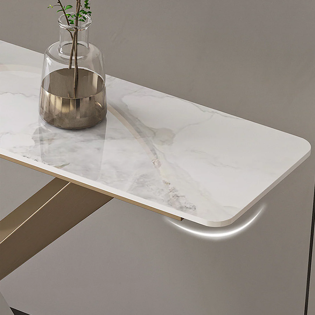 Jarawa Vintage Console Table, Gold & White - Image 4