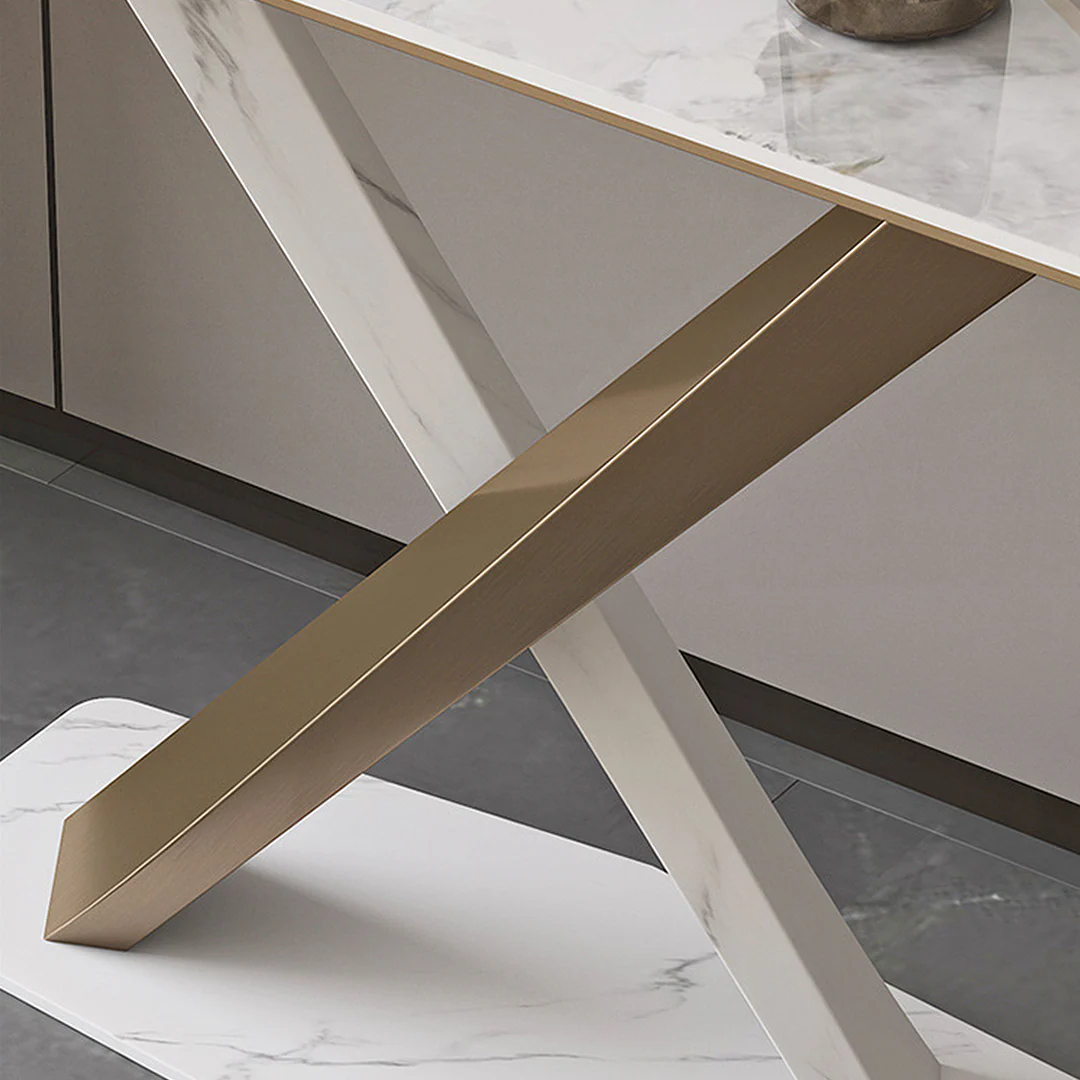 Jarawa Vintage Console Table, Gold & White - Image 5