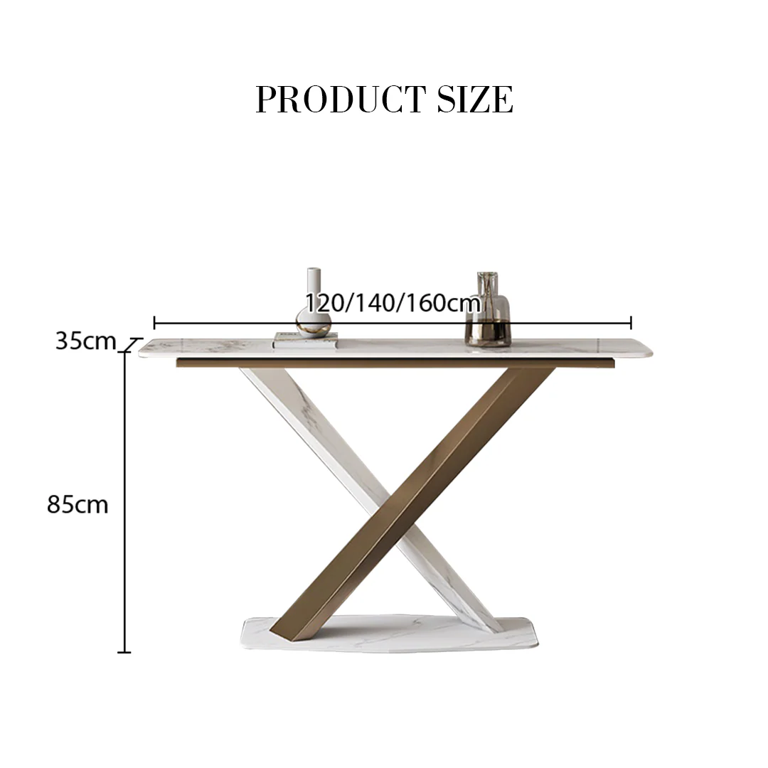 Jarawa Vintage Console Table, Gold & White - Image 6