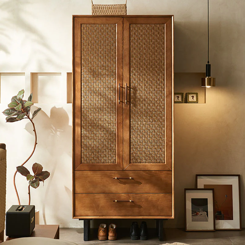 Kaylee Rattan Wardrobe, Solid Wood, Style B, Clearance - Image 3