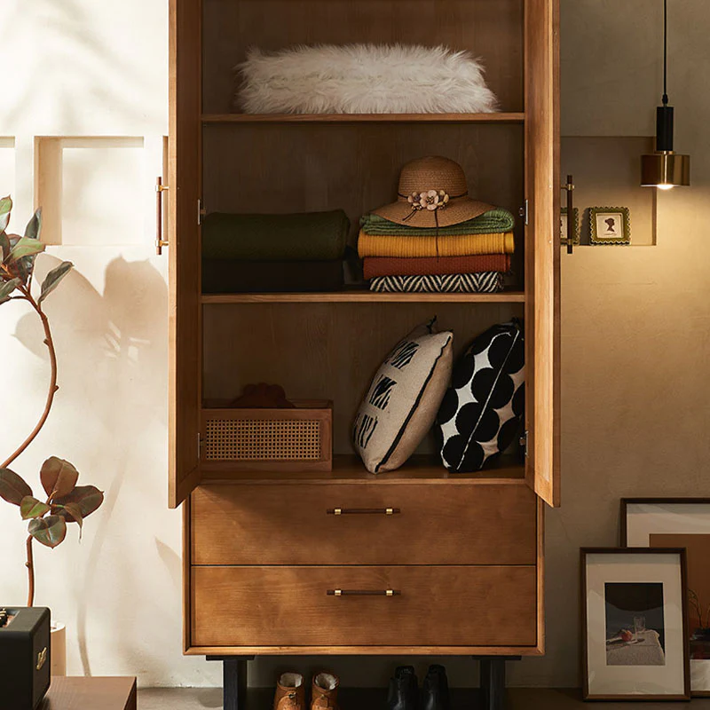 Kaylee Rattan Wardrobe, Solid Wood, Style B, Clearance - Image 4