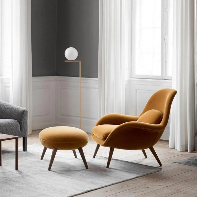 Kemble Armchair And Footstool, Velvet - Image 2