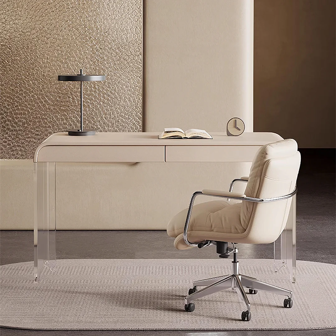 Kenji Office Desk With Storage, Cream - Image 2