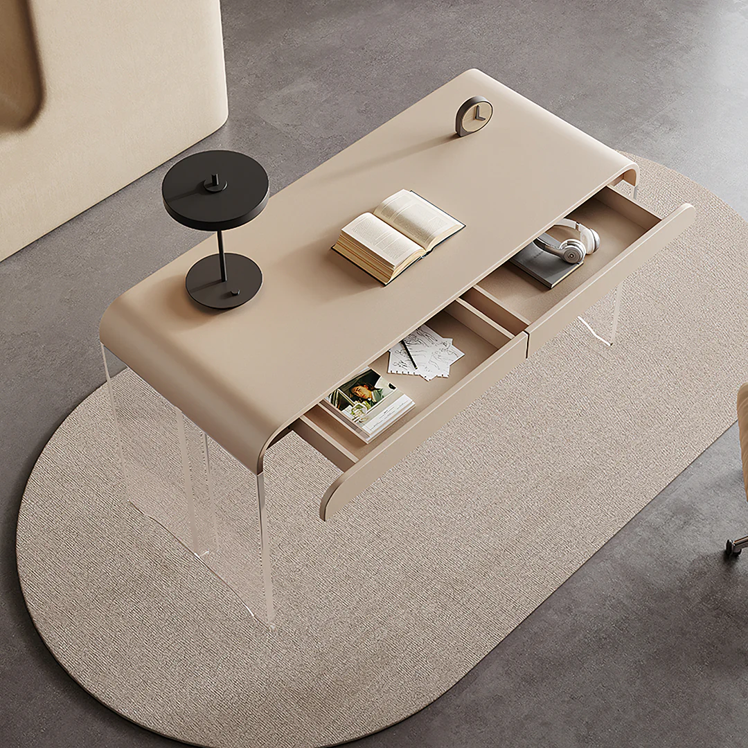 Kenji Office Desk With Storage, Cream - Image 4