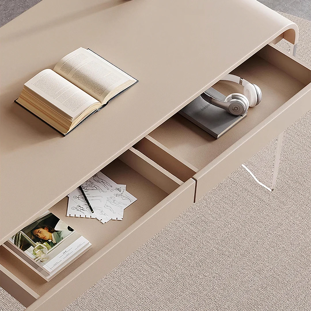 Kenji Office Desk With Storage, Cream - Image 5