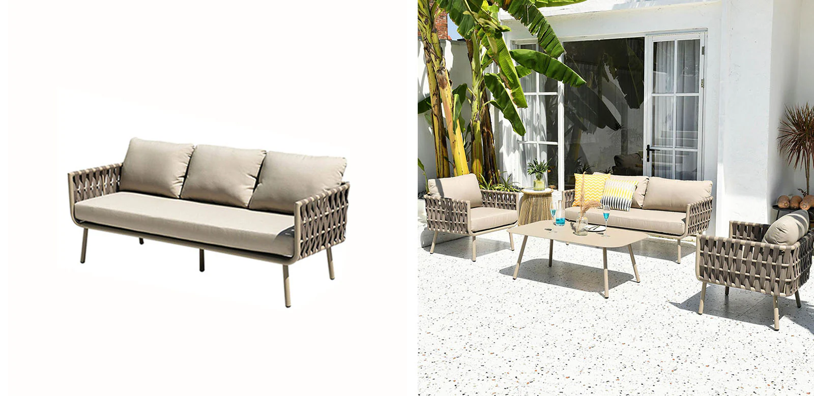 Kenneth Outdoor Sofa Set (Armchair x 2 + Sofa + Coffee Table) - Image 6