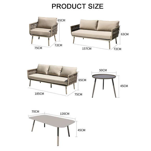 Kenneth Outdoor Sofa Set (Armchair x 2 + Sofa + Coffee Table) - Image 9