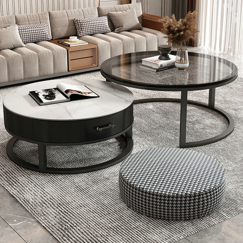Kev Nesting Coffee Table With Ottoman, Glass - Image 3