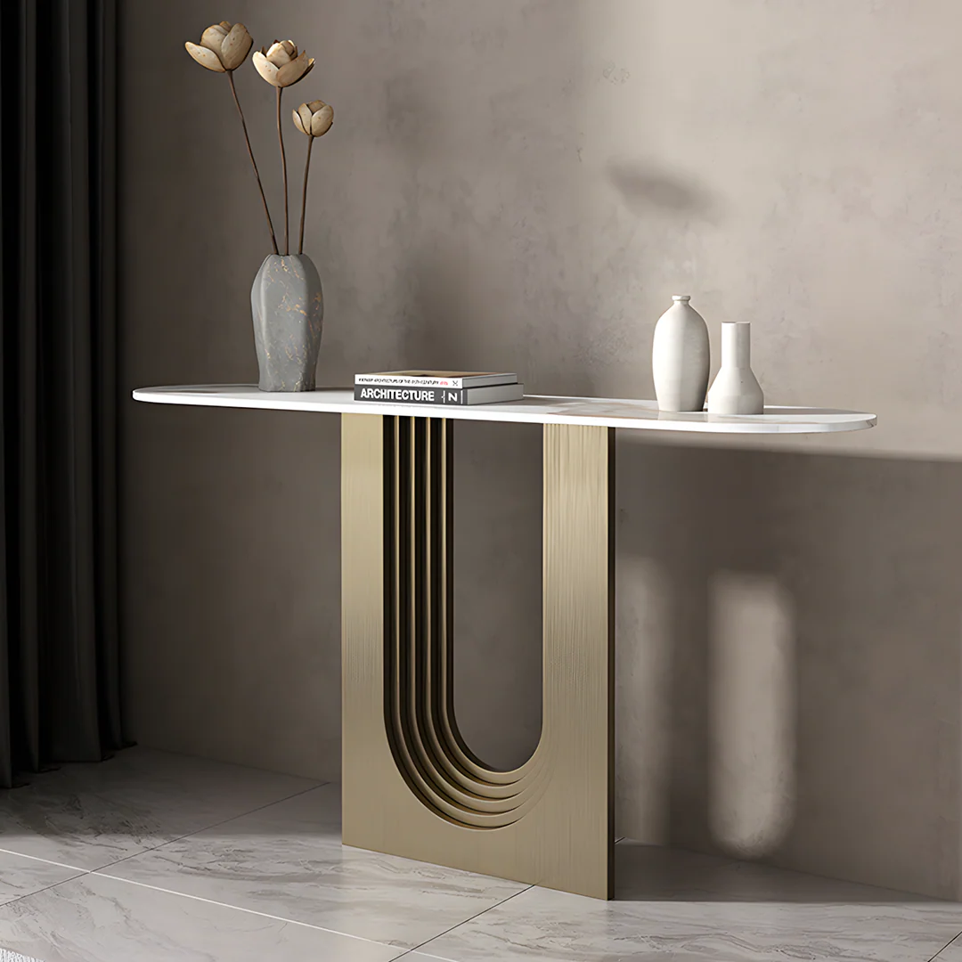Khoisan Console Table For Hallways, Black & Gold - Image 3