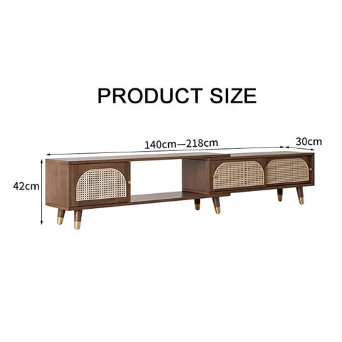 Kirsten Rattan TV Stand, Rubber Wood - Image 6