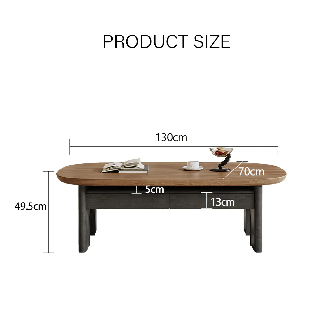 Knight Coffee Table With Storage, Wood, Oval - Image 9