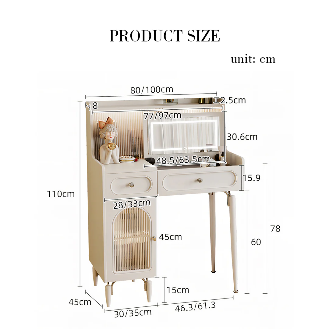 Layla Slimline Dressing Table, Small Dressing Table, Cream - Image 10