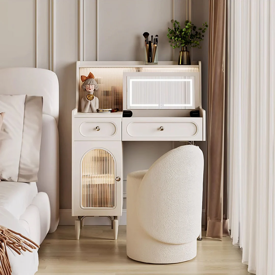 Layla Slimline Dressing Table, Small Dressing Table, Cream - Image 2