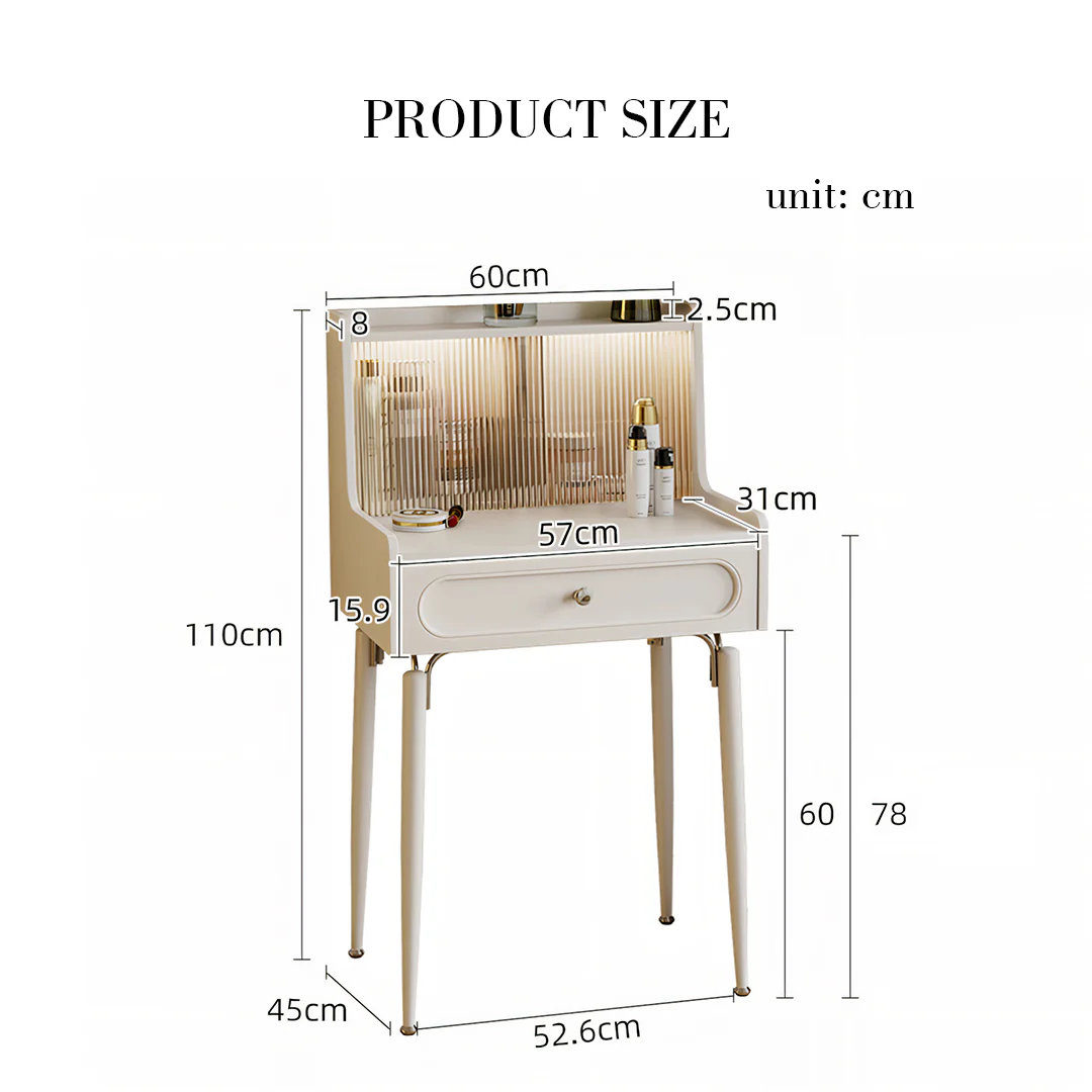 Layla Slimline Dressing Table, Small Dressing Table, Cream - Image 9