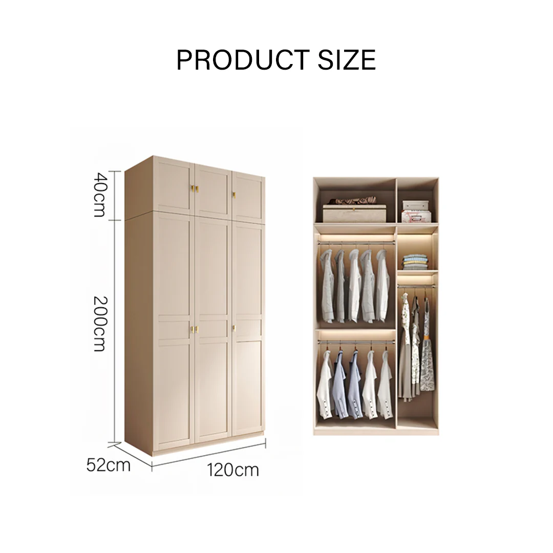 Leclerc Tall Wooden Wardrobe, Cream 160 x 52 x 240cm, Clearance - Image 13