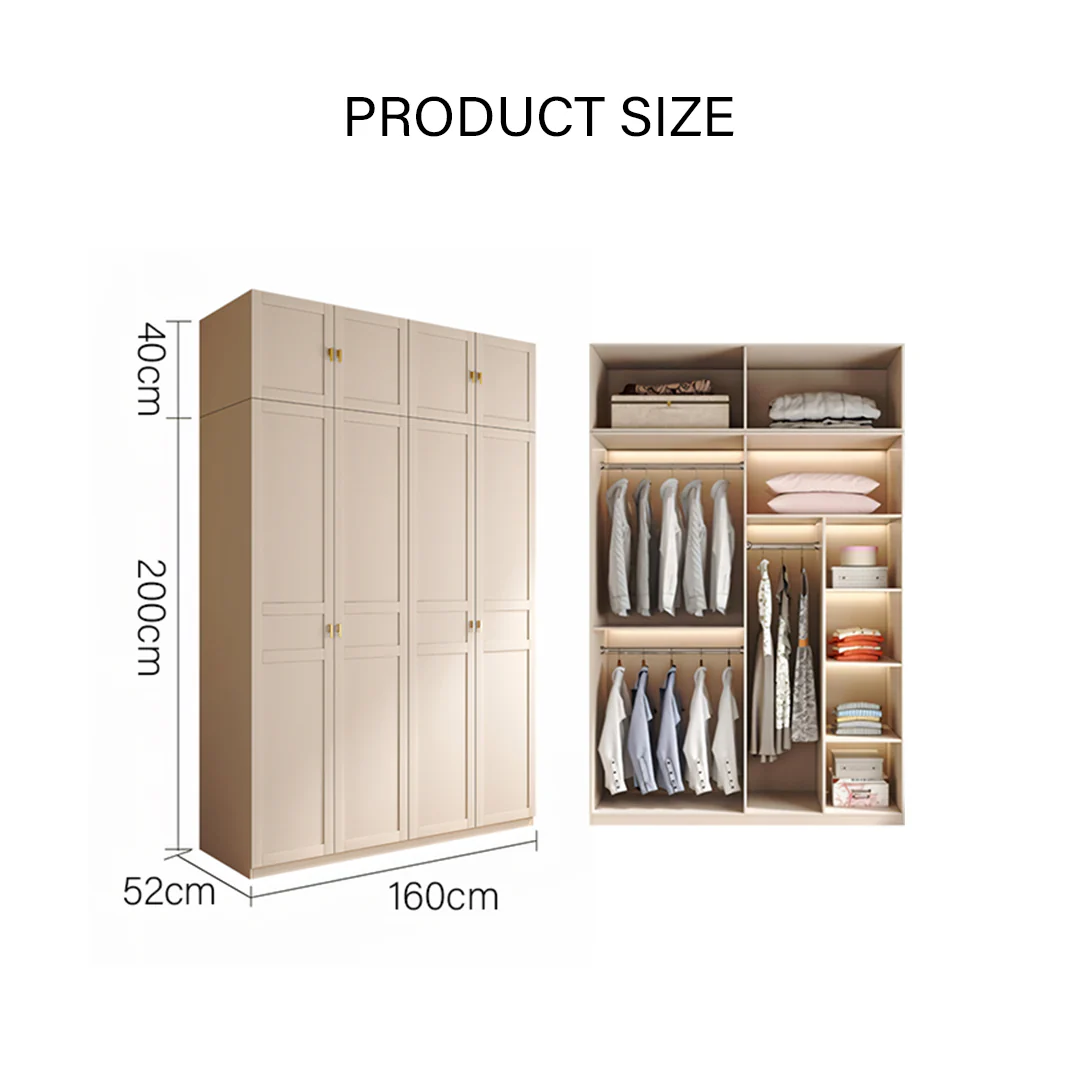 Leclerc Tall Wooden Wardrobe, Cream 160 x 52 x 240cm, Clearance - Image 14