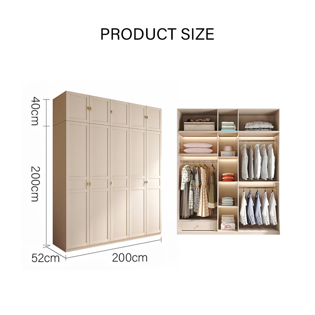 Leclerc Tall Wooden Wardrobe, Cream 160 x 52 x 240cm, Clearance - Image 15