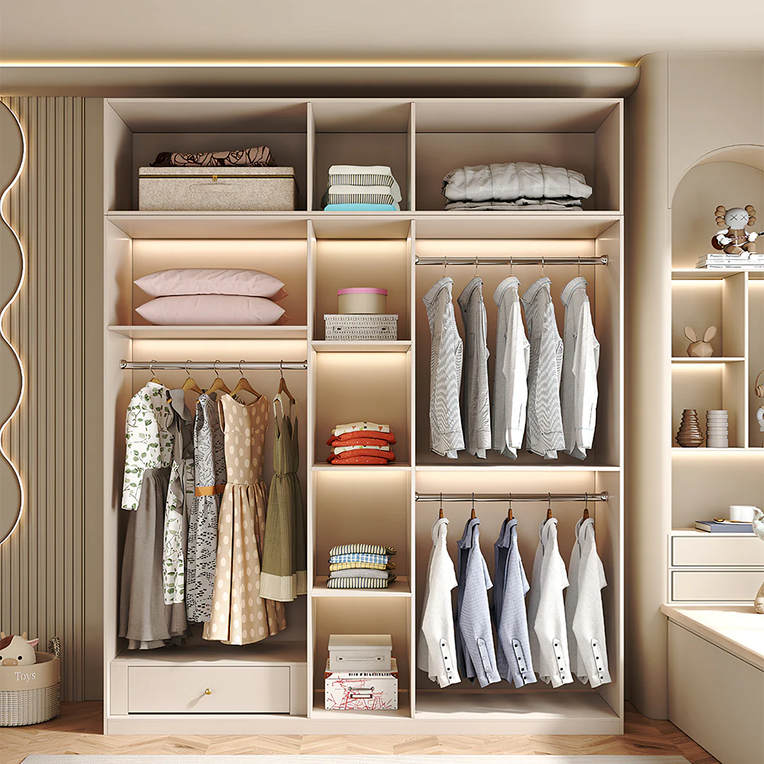 Leclerc Tall Wooden Wardrobe, Cream 160 x 52 x 240cm, Clearance - Image 8