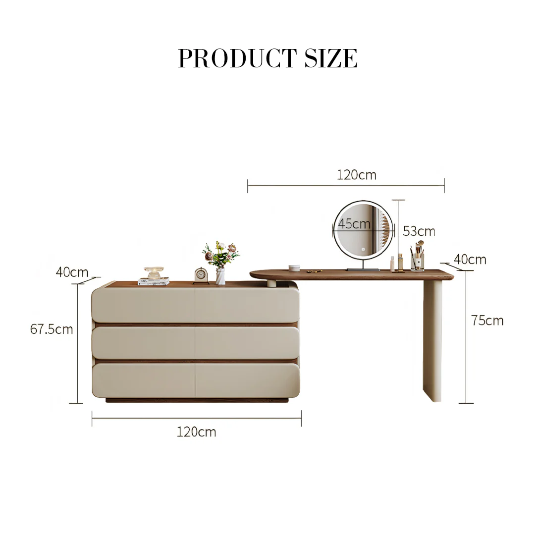 Lewis Dressing Table With Chest Of Drawers & Round Mirror, Solid Wood - Image 13