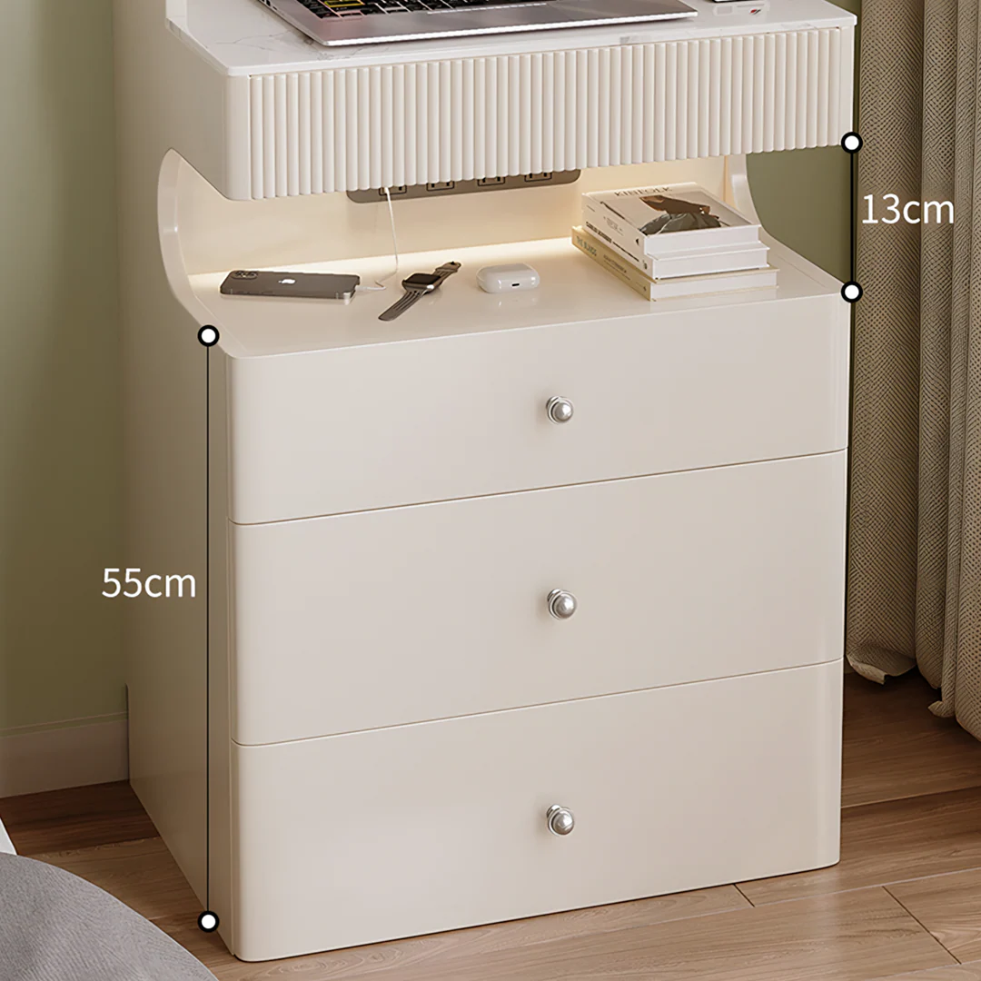 Lia Slimline Dressing Table, With USB Port, LED Mirror & Stool - Image 3