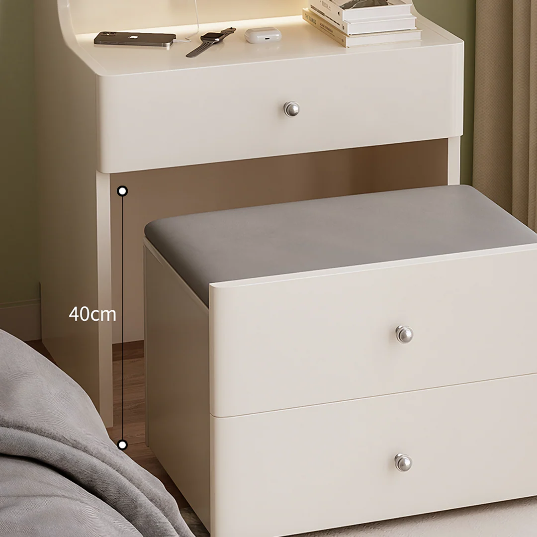 Lia Slimline Dressing Table, With USB Port, LED Mirror & Stool - Image 5