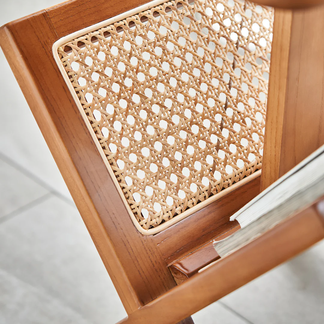 Lucas Side Table With Magazine Rack, Solid Wood & Rattan - Image 4
