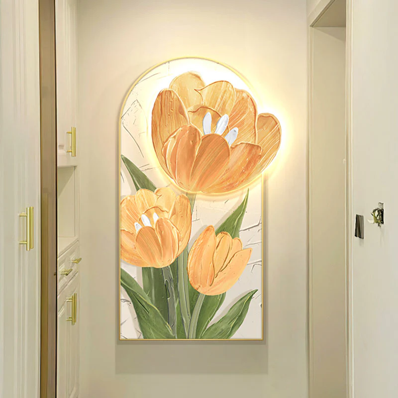 Luminous Tulip Mural Wall Art With Light - Image 3